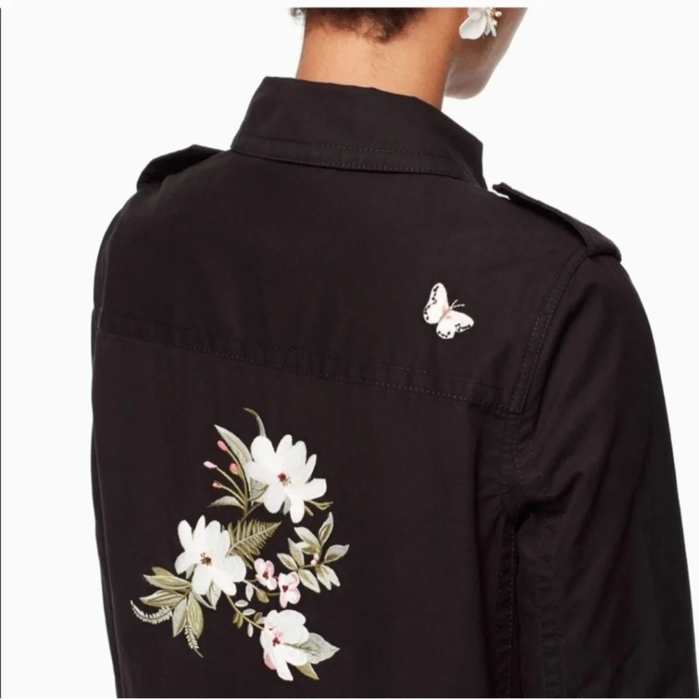 Kate Spade New York Floral Embroidered Military Jacket I3